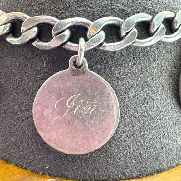 VTG Solid Sterling Silver 925 Name Tags ID Chain Bracelet Size 7.5" Length - Picture 7 of 16